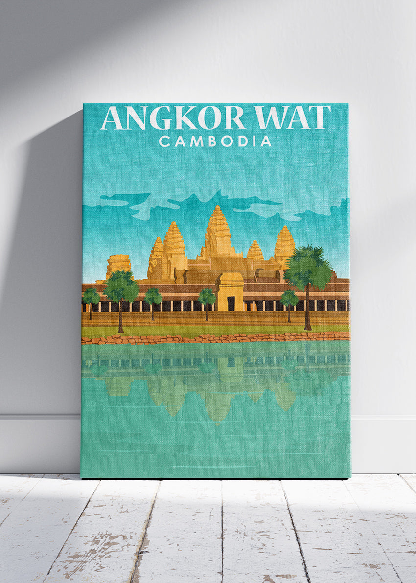 Angkor Wat Cambodia Travel Poster & Canvas Print – Temple Wall Art