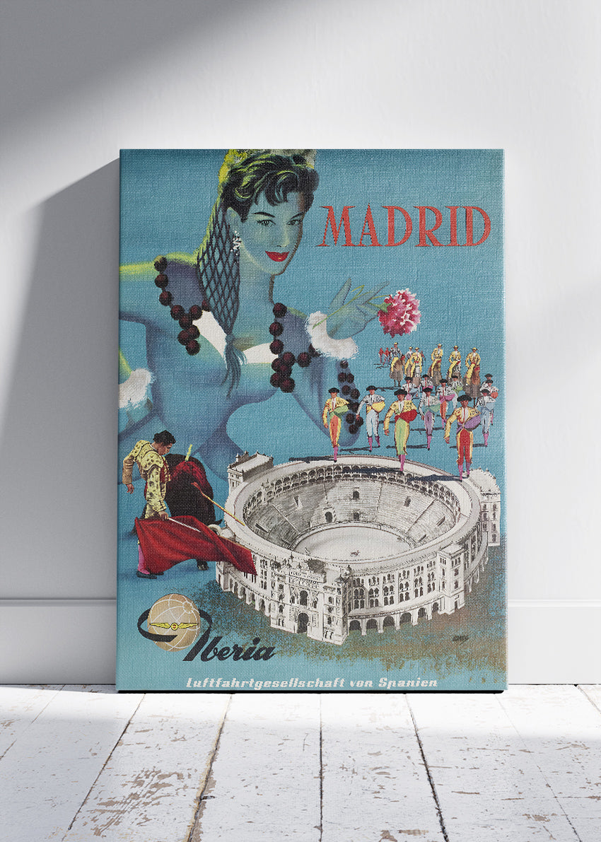 Madrid Spain Poster & Canvas Print – Vintage Iberia Bullring Travel Art