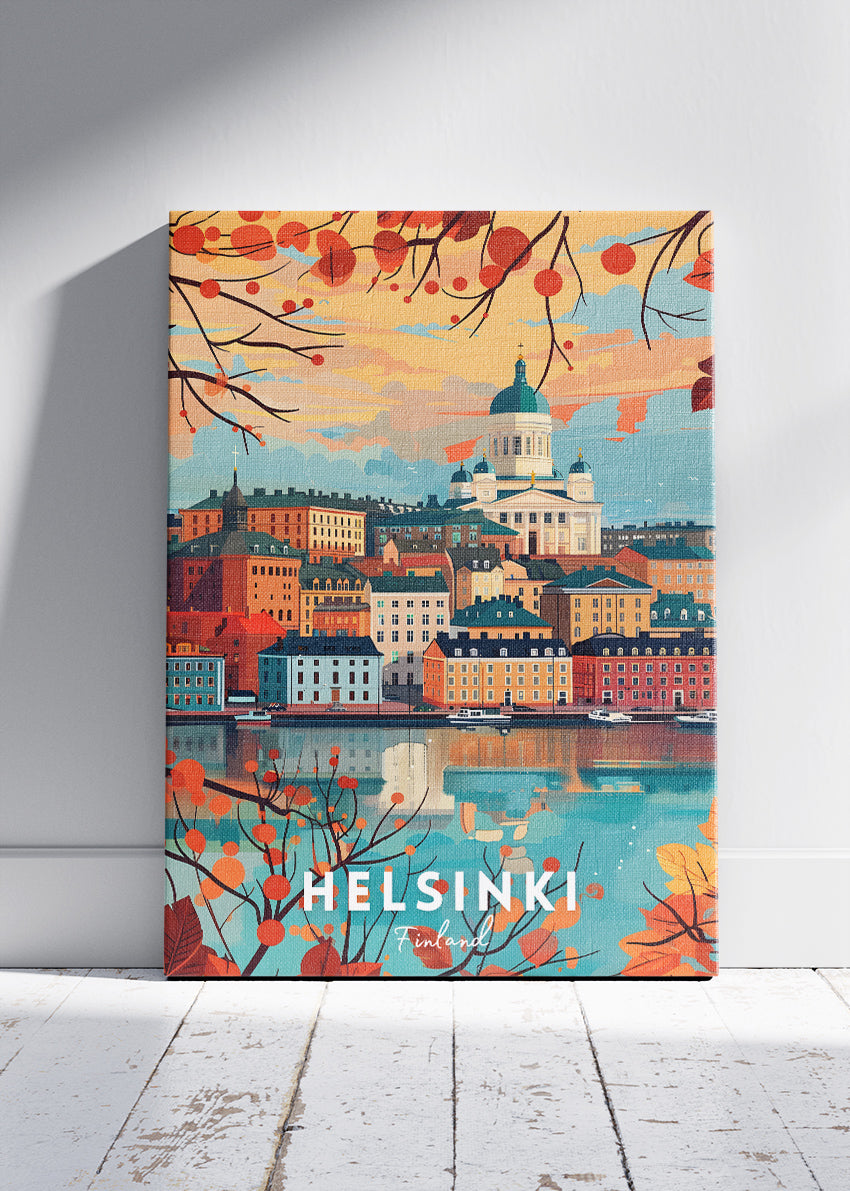 Helsinki Finland Skyline Poster & Canvas Print – Vintage Nordic Travel Art