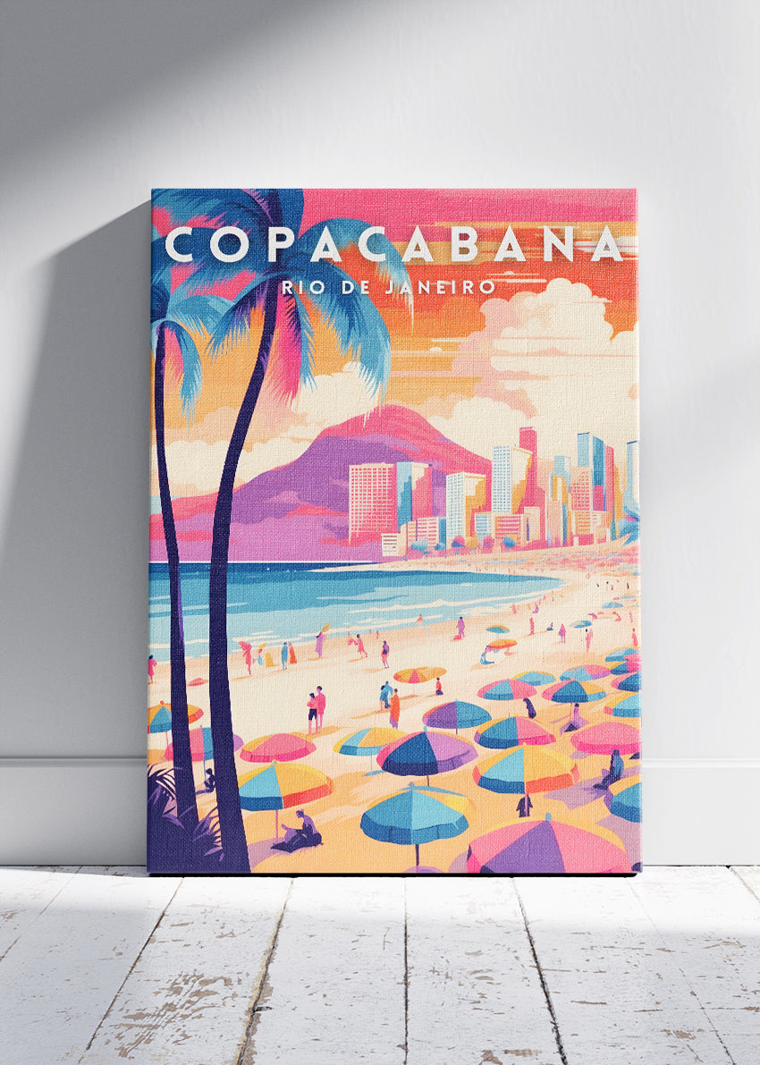 Copacabana Rio de Janeiro Travel Poster & Canvas Print – Brazil Wall Art