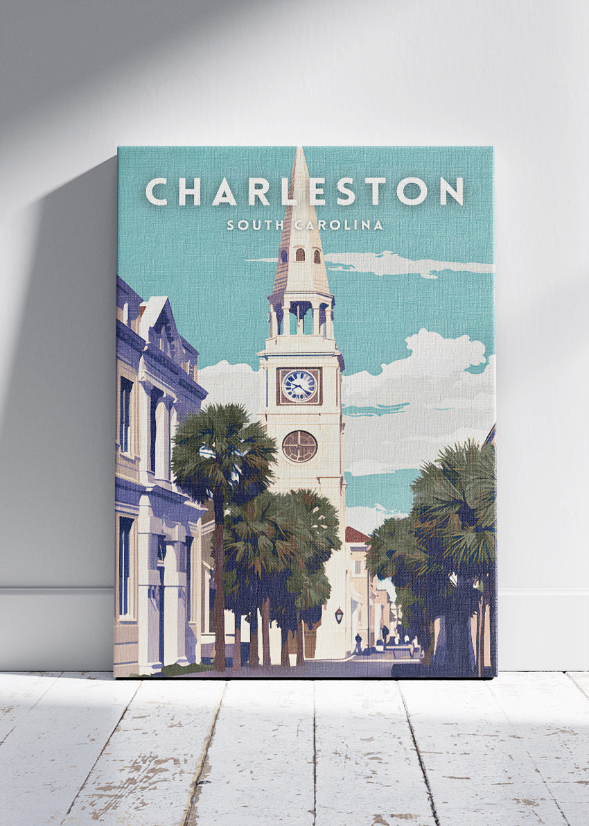 Charleston South Carolina Poster & Canvas Print – Historic Coastal City Illustration