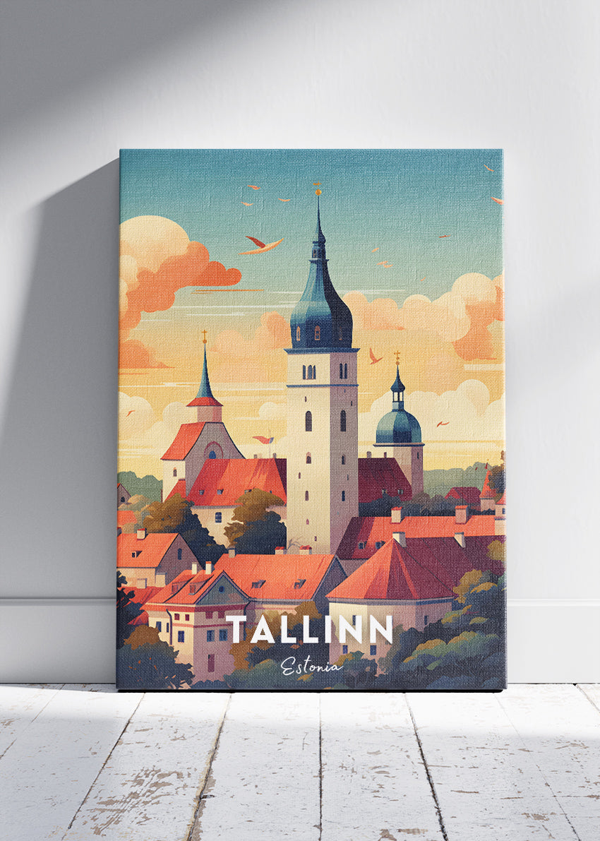 Tallinn Estonia Old Town Poster & Canvas Print – Vintage Nordic Travel Art
