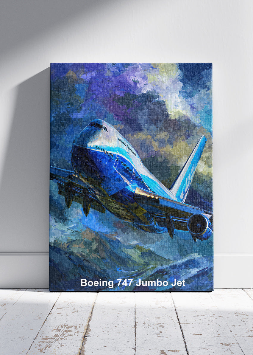 Boeing 747 Jumbo Jet Poster & Canvas Print – Dramatic Sky Aviation Art – Aiprintlab