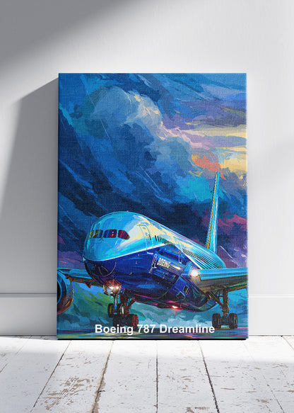 Boeing 787 Dreamliner Poster & Canvas Print – Colourful Aviation Art – Aiprintlab