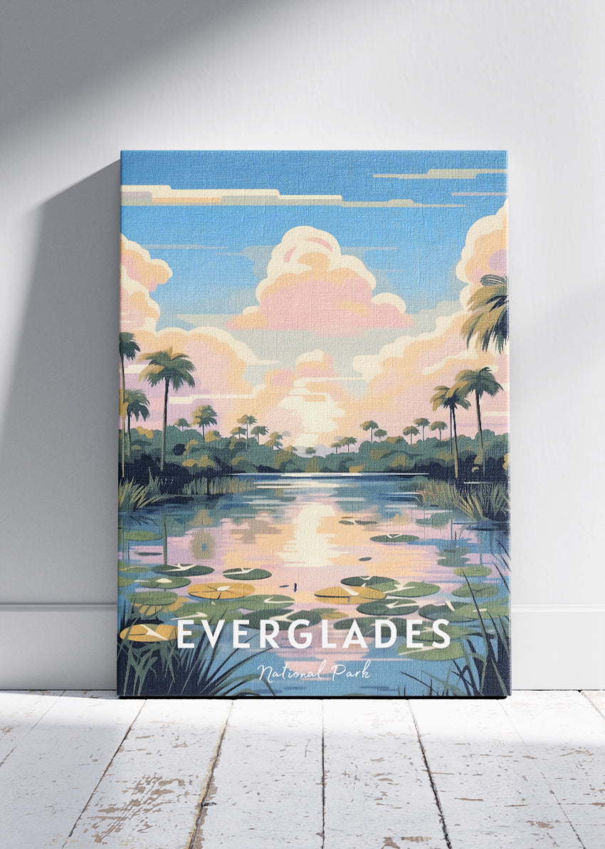 Everglades National Park Poster & Canvas Print – Tropical Wetlands Landscape Illustration Wall Art