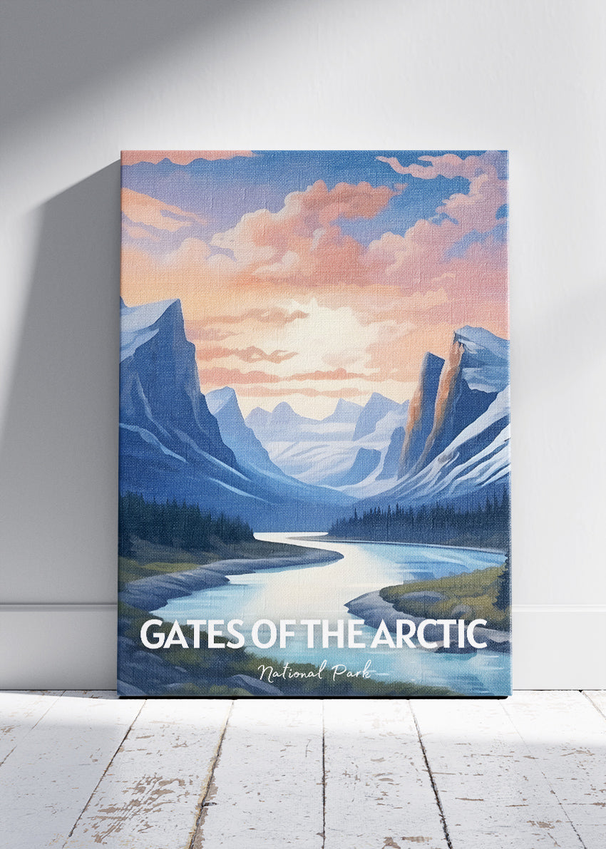 Gates of the Arctic National Park Poster & Canvas Print – Arctic Mountain Landscape Illustration Wall Art