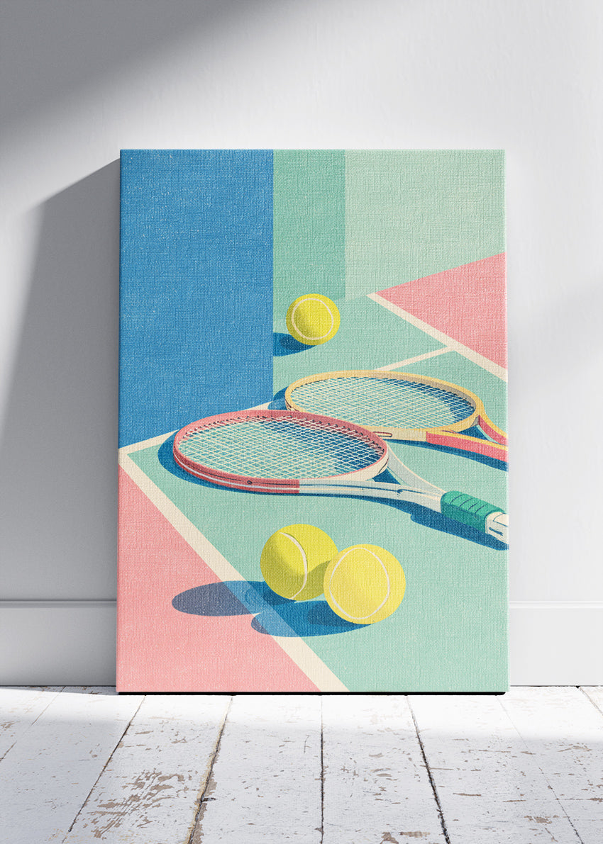 Tennis Court Rackets Poster & Canvas Print – Modern Sports Wall Art