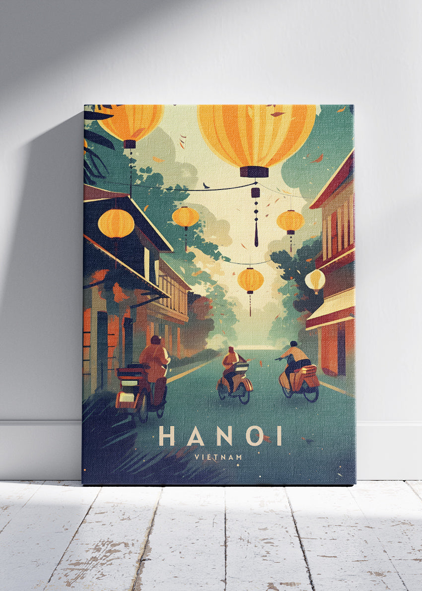 Hanoi Vietnam Poster & Canvas Print – Lantern Street Vintage Travel Wall Art