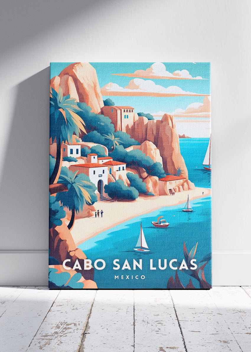 Cabo San Lucas Mexico Poster & Canvas Print – Illustrated Coastal Beach Art