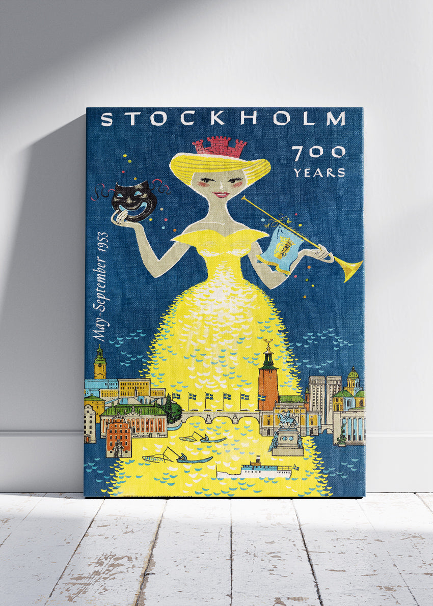 Stockholm 700 Years Poster & Canvas Print – Vintage Swedish Anniversary Travel Art