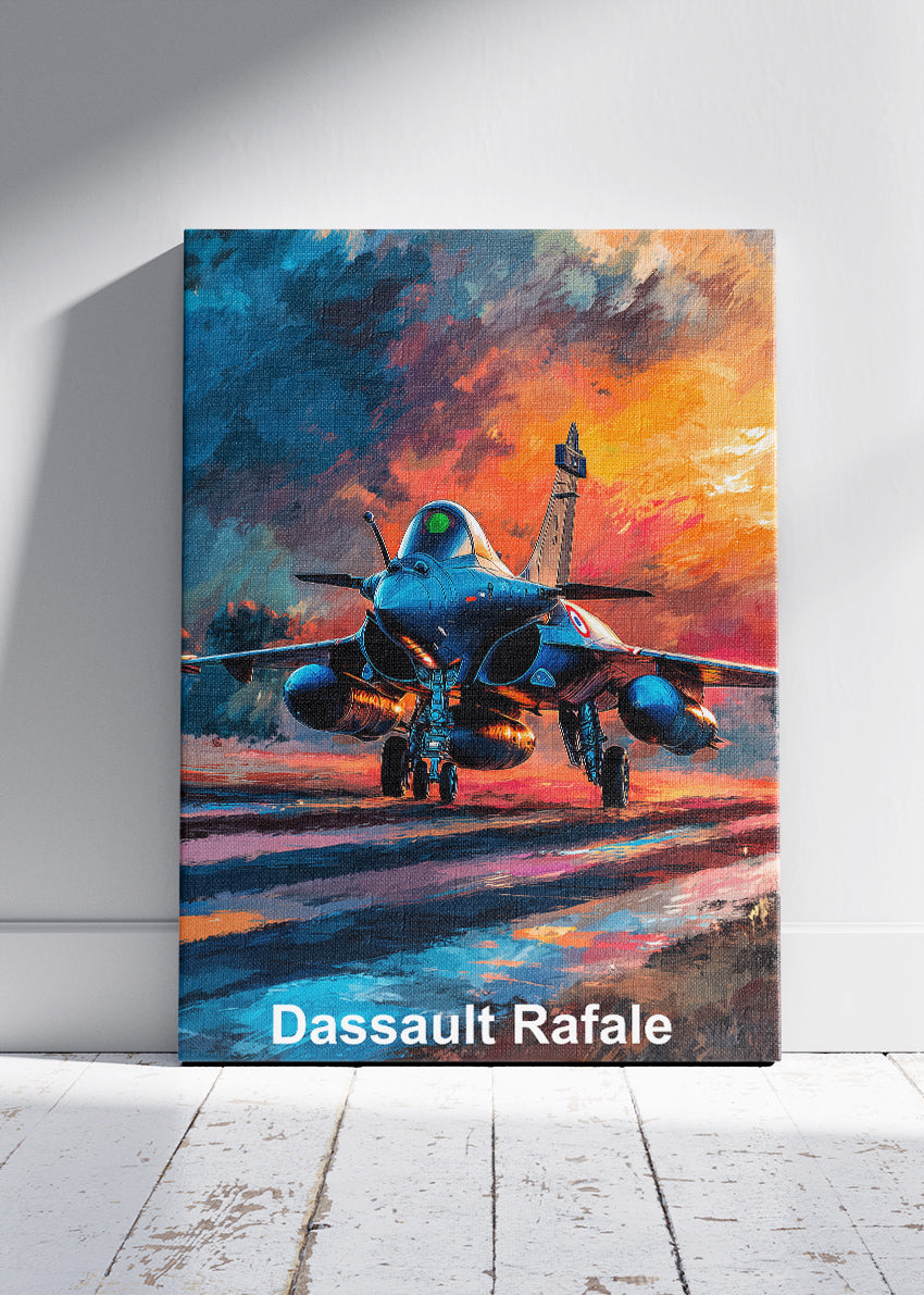 Dassault Rafale Sunset Fighter Jet Poster & Canvas Print – Vibrant Aviation Art – Aiprintlab