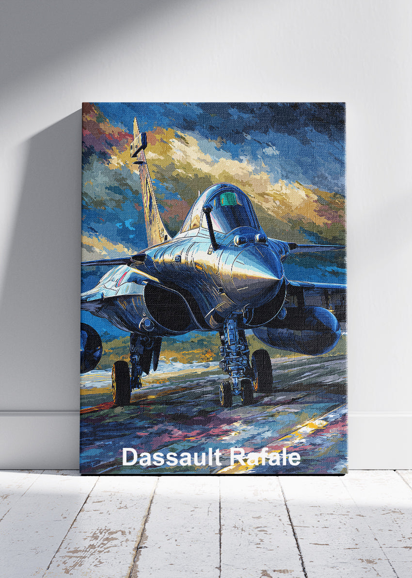 Dassault Rafale Storm Runway Poster & Canvas Print – Metallic Fighter Jet Artwork – Aiprintlab