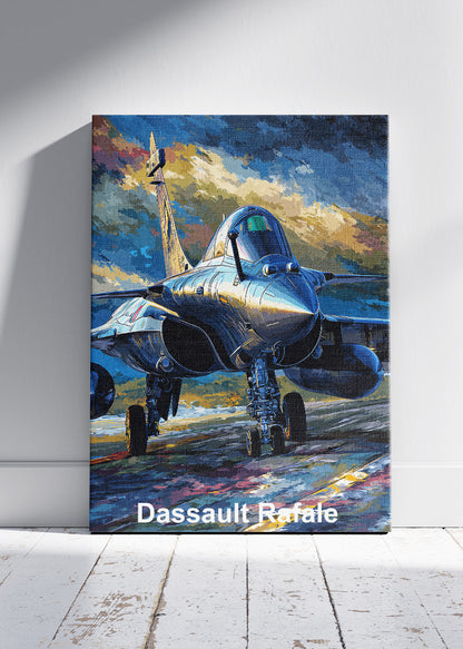 Dassault Rafale Storm Runway Poster & Canvas Print – Metallic Fighter Jet Artwork – Aiprintlab