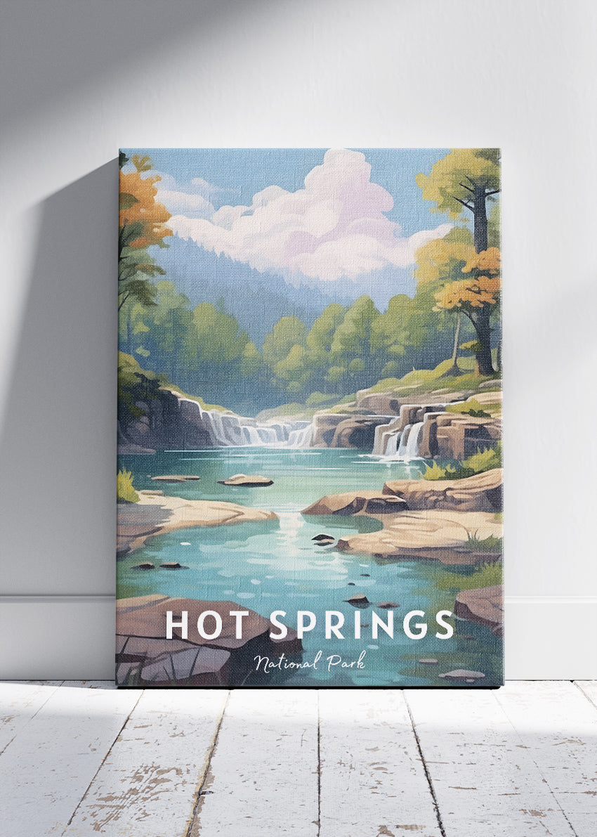 Hot Springs National Park Poster & Canvas Print – Scenic Waterfalls Arkansas Nature Wall Art