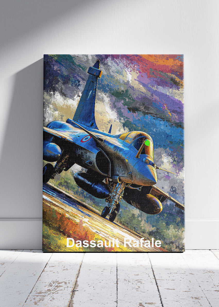 Dassault Rafale Sunset Ascent Poster & Canvas Print – Vibrant Fighter Jet Artwork – Aiprintlab