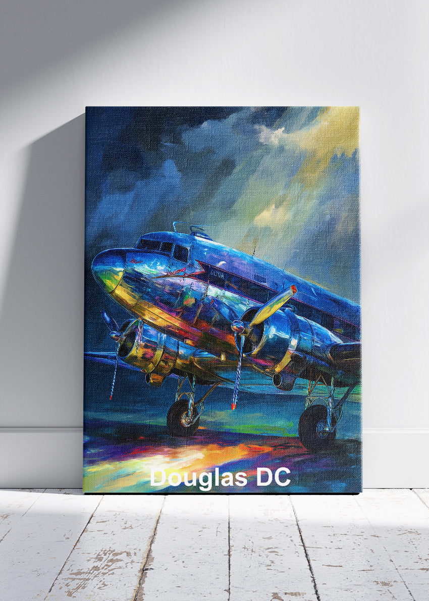 Douglas DC Vintage Aircraft Poster & Canvas Print – Classic Propeller Plane Art – Aiprintlab