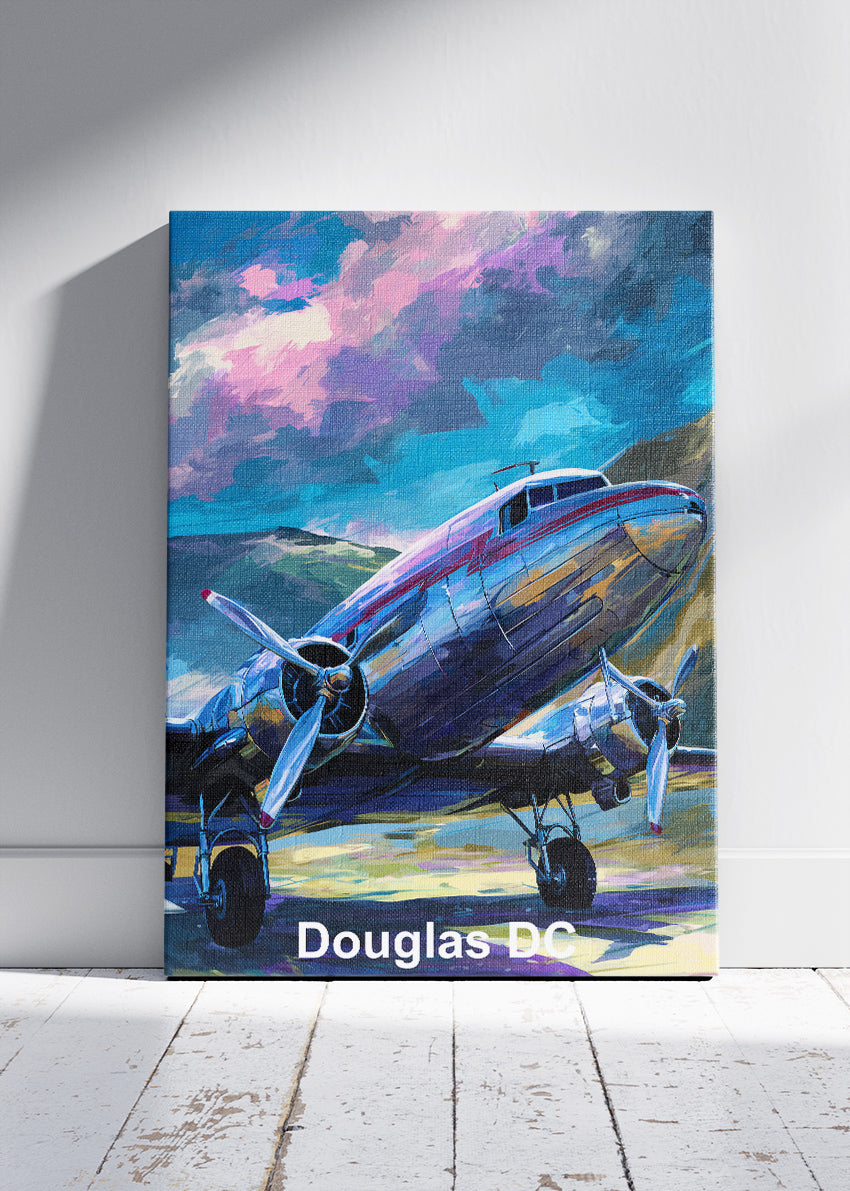 Douglas DC Classic Aircraft Poster & Canvas Print – Vintage Propeller Plane Art – Aiprintlab