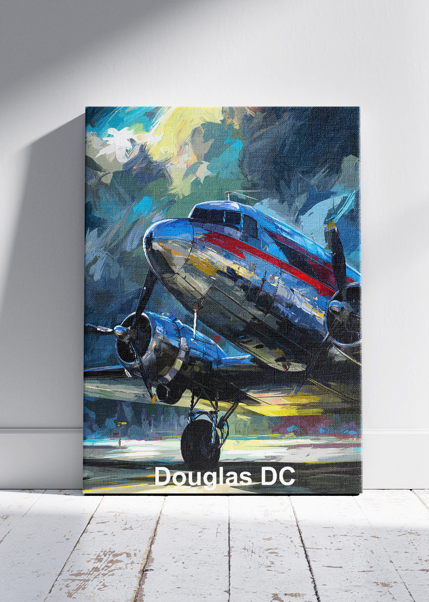 Douglas DC Vintage Aircraft Poster & Canvas Print – Classic Propeller Plane Art – Aiprintlab