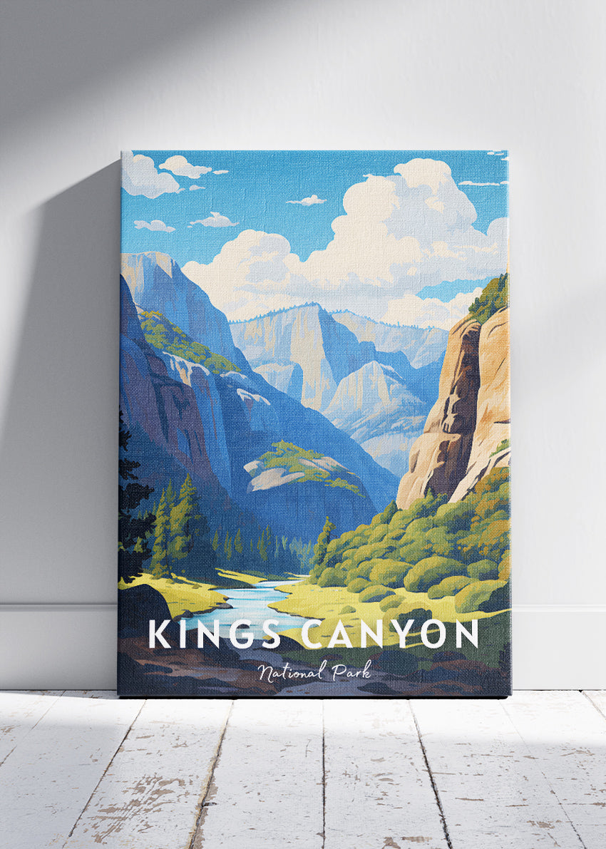 Kings Canyon National Park Poster & Canvas Print – Mountain Landscape Illustration Wall Art