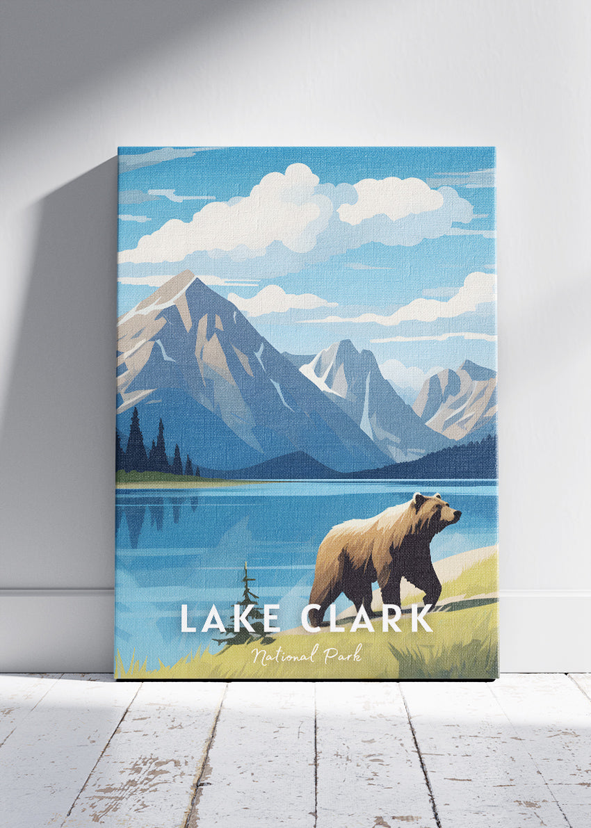 Lake Clark National Park Poster & Canvas Print – Alaska Mountain Lake Bear Landscape Wall Art