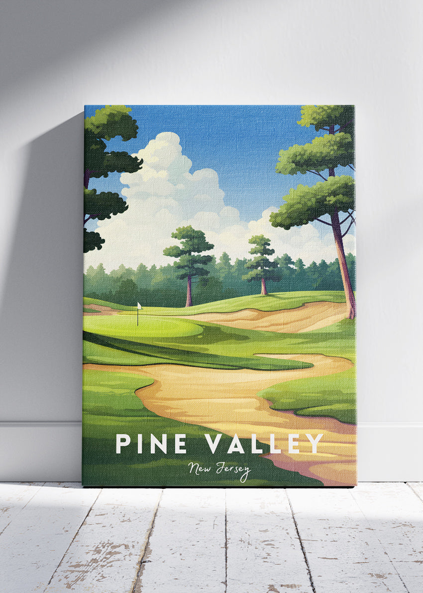 Pine Valley New Jersey Poster & Canvas Print – Illustrated Golf Course Wall Art