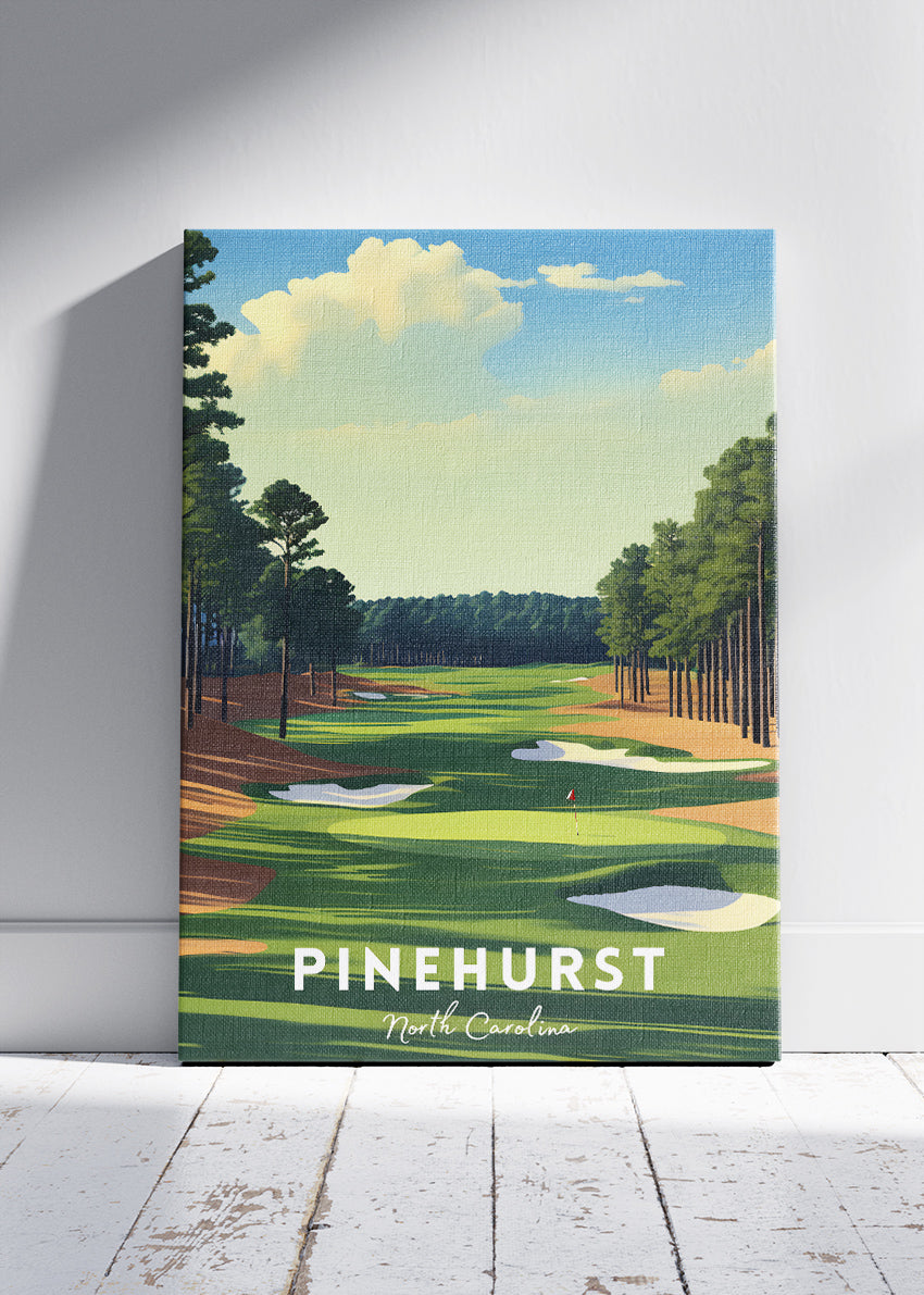 Pinehurst North Carolina Poster & Canvas Print – Illustrated Golf Course Wall Art