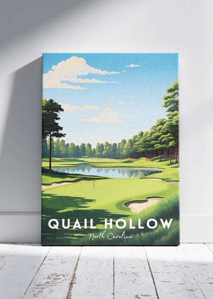 Quail Hollow North Carolina Poster & Canvas Print – Illustrated Golf Course Wall Art