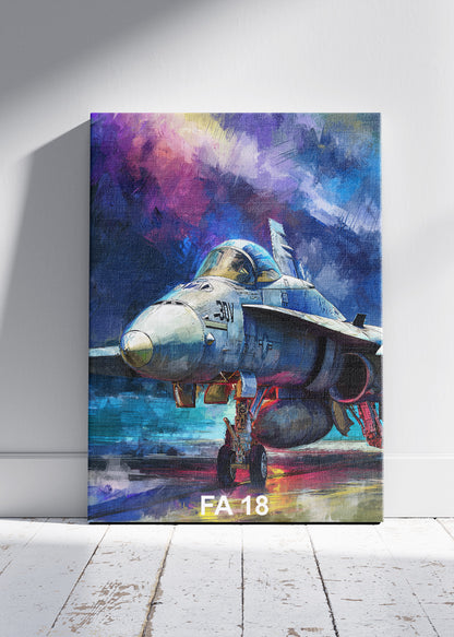 FA-18 Hornet Fighter Jet Poster & Canvas Print – Vibrant Aviation Wall Art