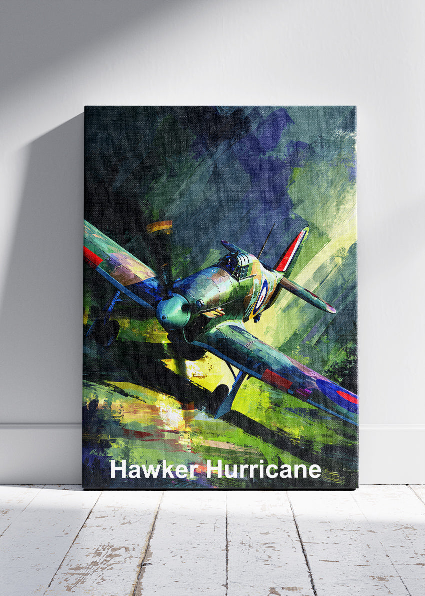 Hawker Hurricane Poster & Canvas Print – WWII Aircraft Illustration Wall Art