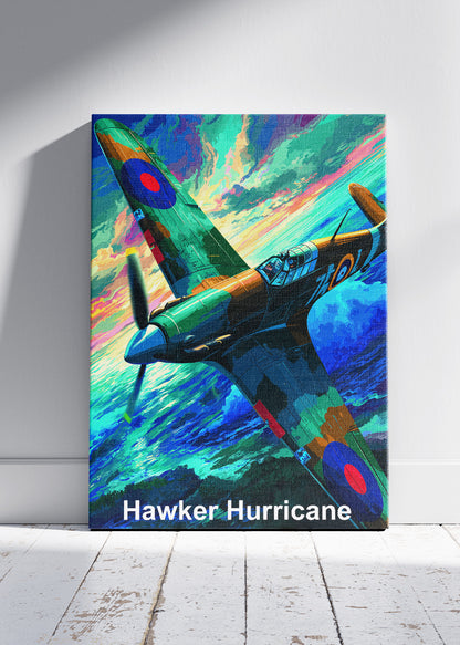 Hawker Hurricane Poster & Canvas Print – Vibrant WWII Aircraft Illustration Wall Art