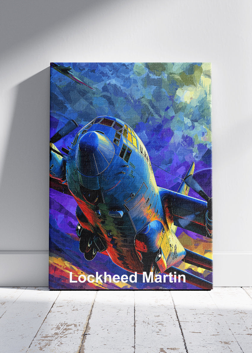 Lockheed Martin Aircraft Poster & Canvas Print – Vibrant Military Plane Illustration Wall Art