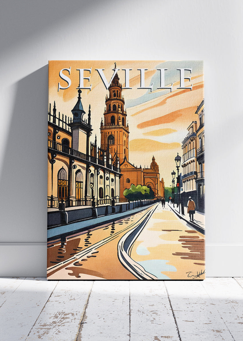 Seville Spain Poster & Canvas Print – Illustrated Andalusia Travel Art