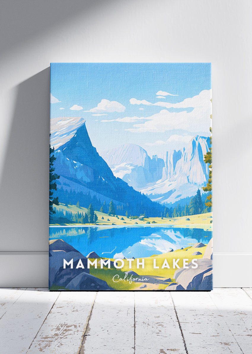 Mammoth Lakes California Poster & Canvas Print – Mountain Lake Landscape Illustration Wall Art