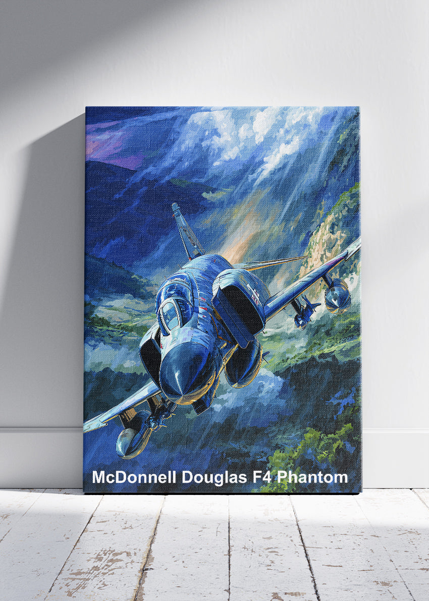 McDonnell Douglas F-4 Phantom Poster & Canvas Print – Illustrated Military Jet Wall Art