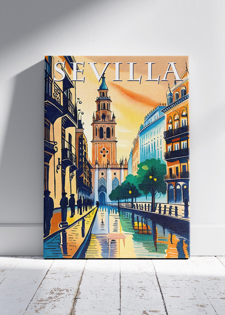 Sevilla Spain Poster & Canvas Print – Illustrated Andalusia City Art