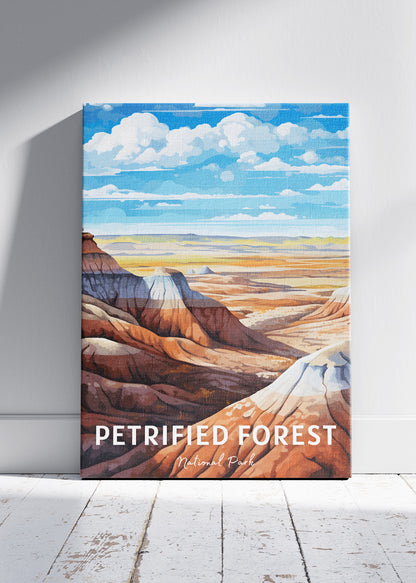 Petrified Forest National Park Poster & Canvas Print – Painted Desert Landscape Illustration Wall Art