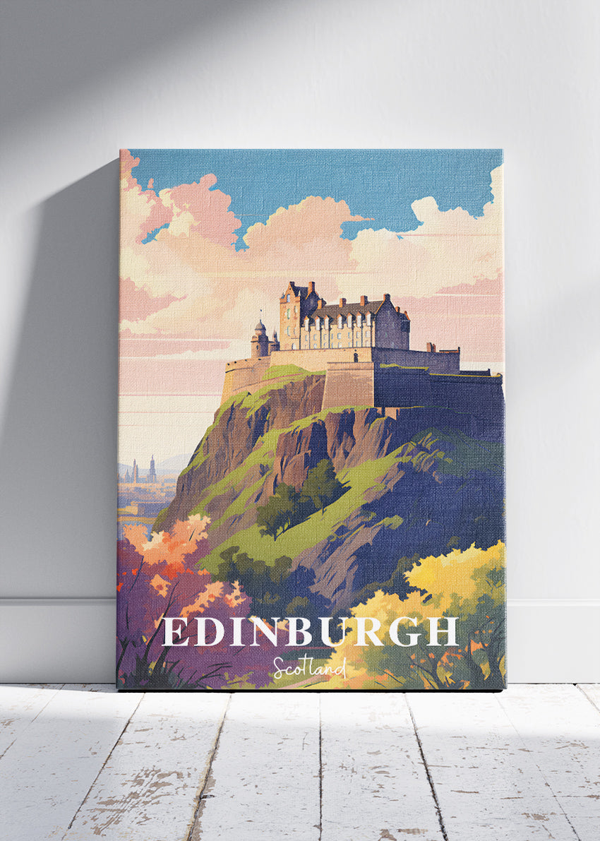 Edinburgh Scotland Poster & Canvas Print – Illustrated Edinburgh Castle Art
