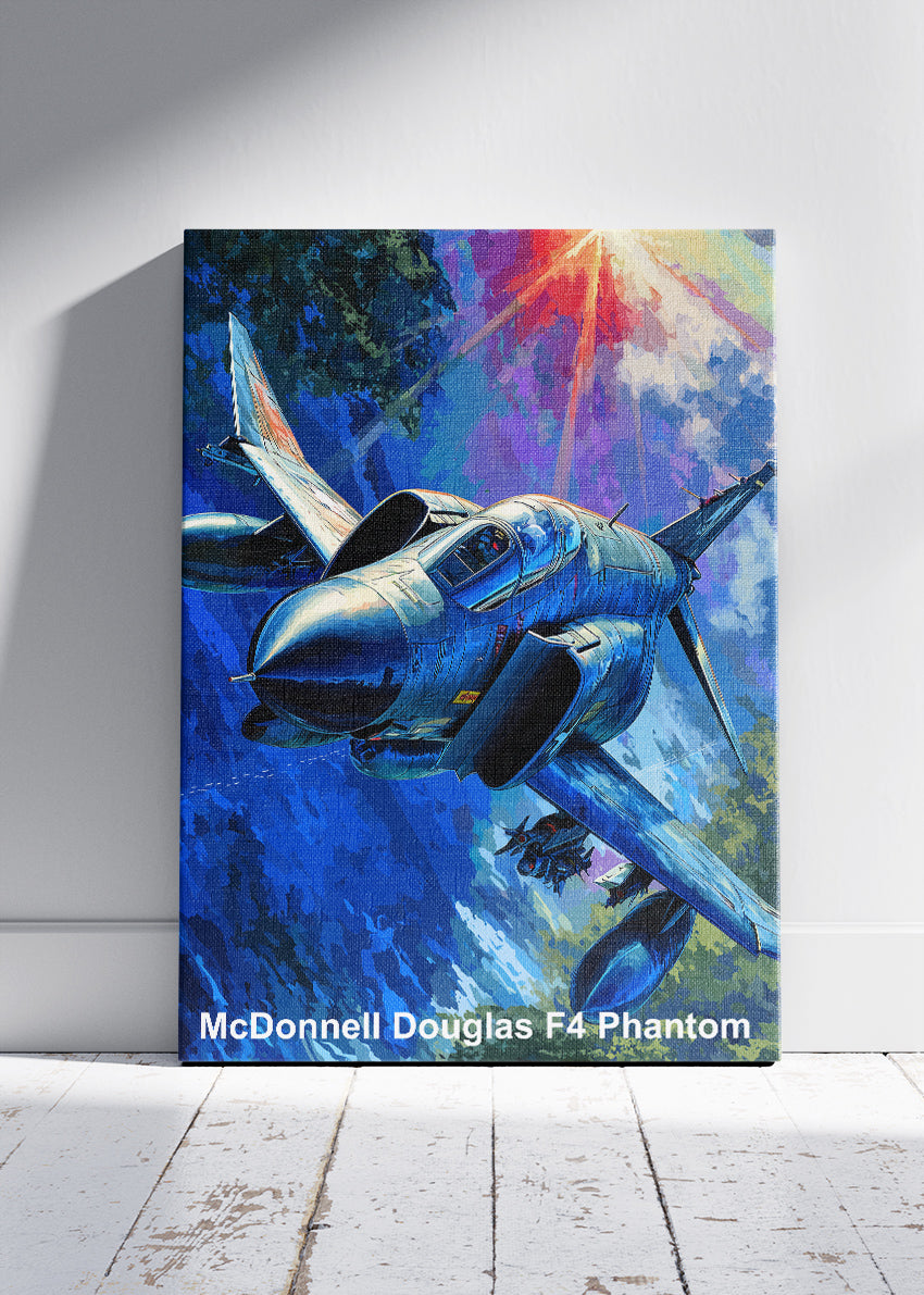 McDonnell Douglas F-4 Phantom Poster & Canvas Print – Illustrated Military Jet Wall Art