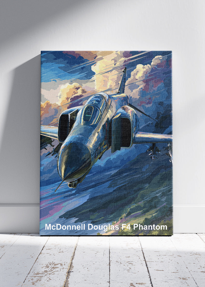 McDonnell Douglas F-4 Phantom Poster & Canvas Print – Illustrated Military Jet Wall Art