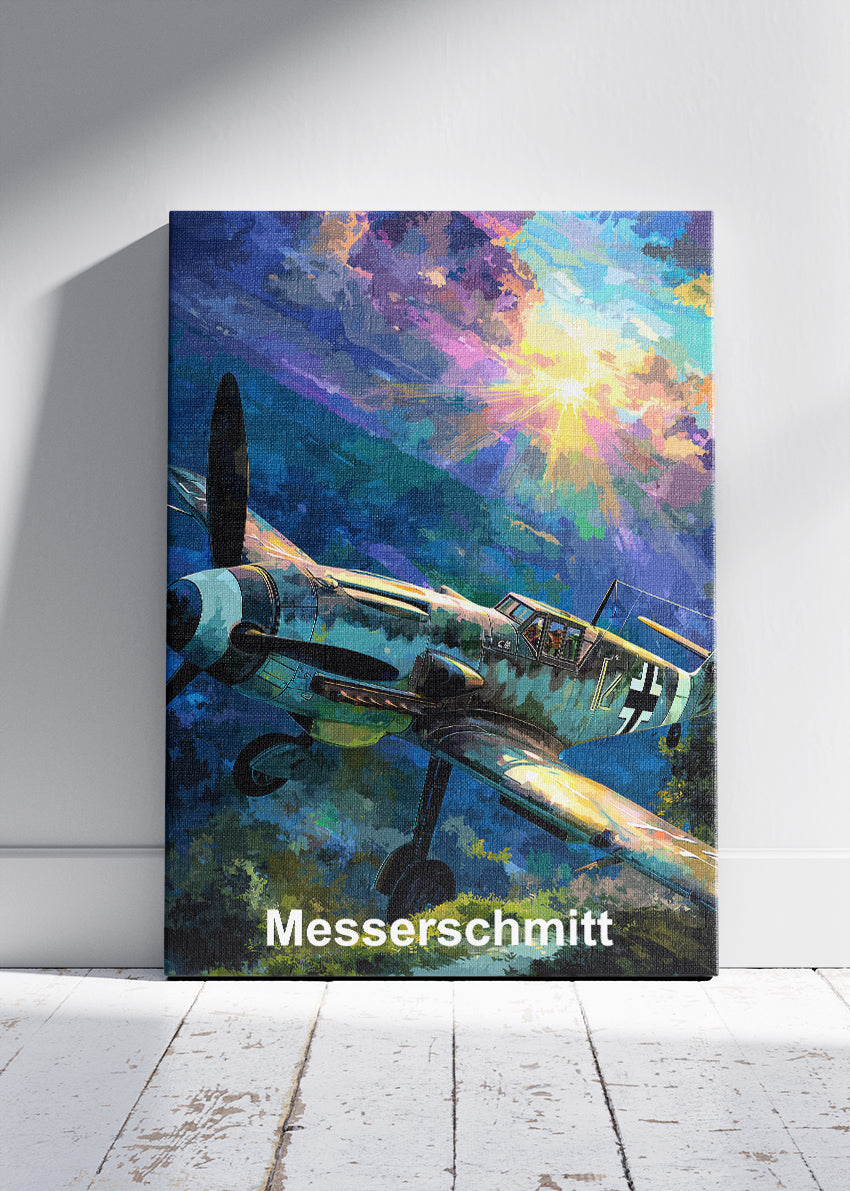 Messerschmitt BF 109 Poster & Canvas Print – Illustrated WWII Fighter Aircraft Wall Art