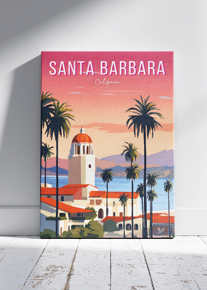 Santa Barbara California Poster & Canvas Print – Coastal Sunset Wall Art
