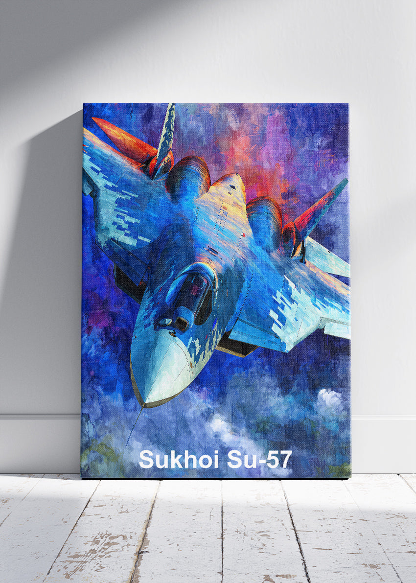 Sukhoi Su-57 Poster & Canvas Print – Illustrated Stealth Fighter Jet Art