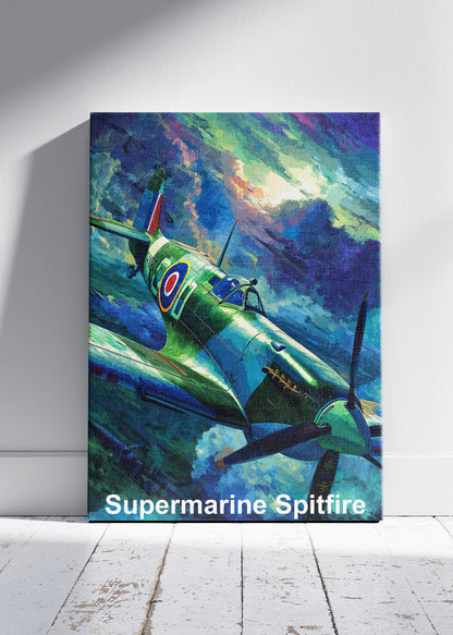 Supermarine Spitfire Poster & Canvas Print – Illustrated WWII Fighter Aircraft Art