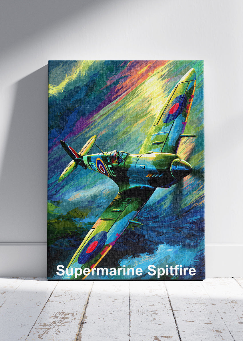 Supermarine Spitfire Poster & Canvas Print – Dynamic Illustrated WWII Fighter Art