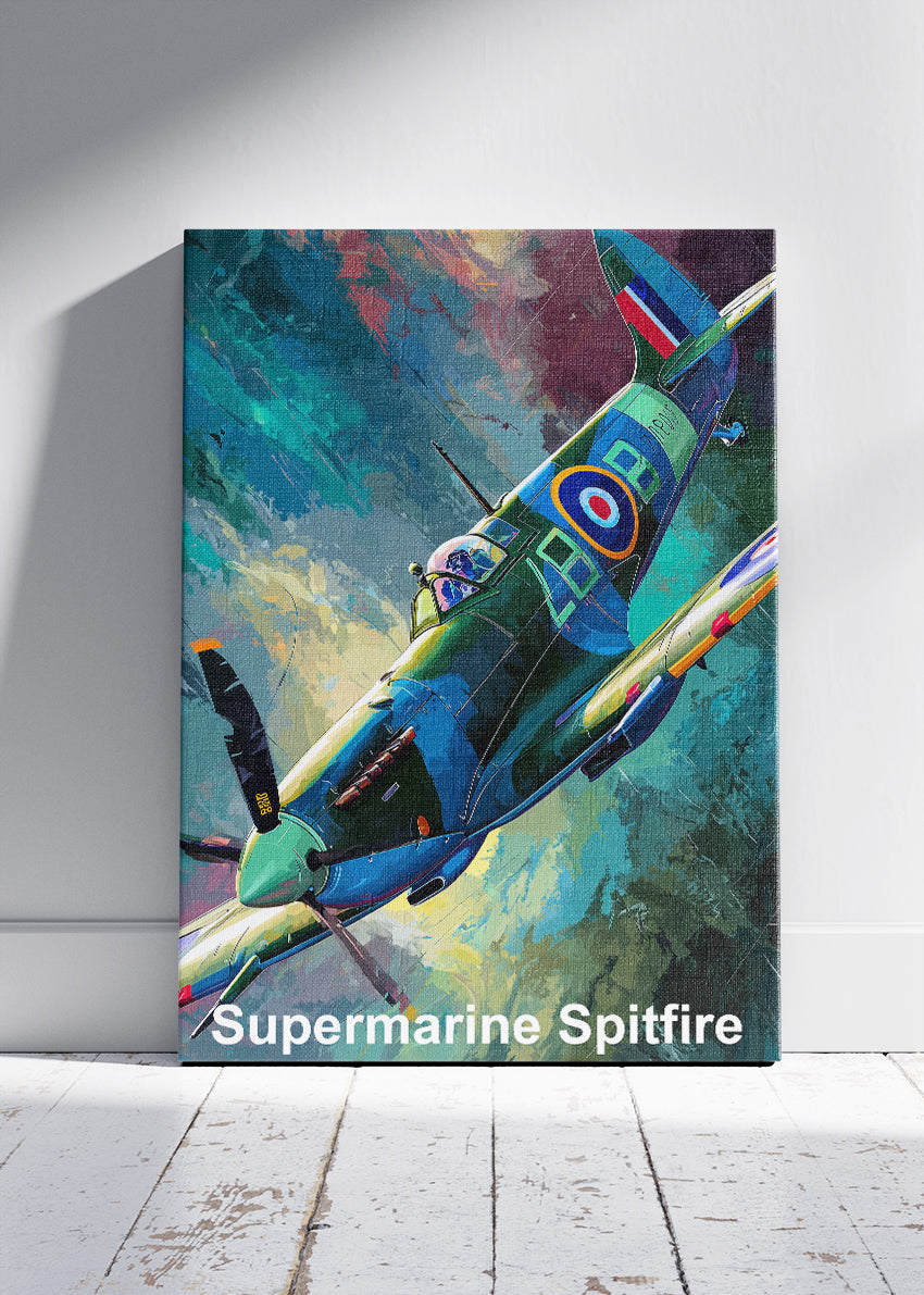 Supermarine Spitfire Poster & Canvas Print – Illustrated WWII Fighter Aircraft Art