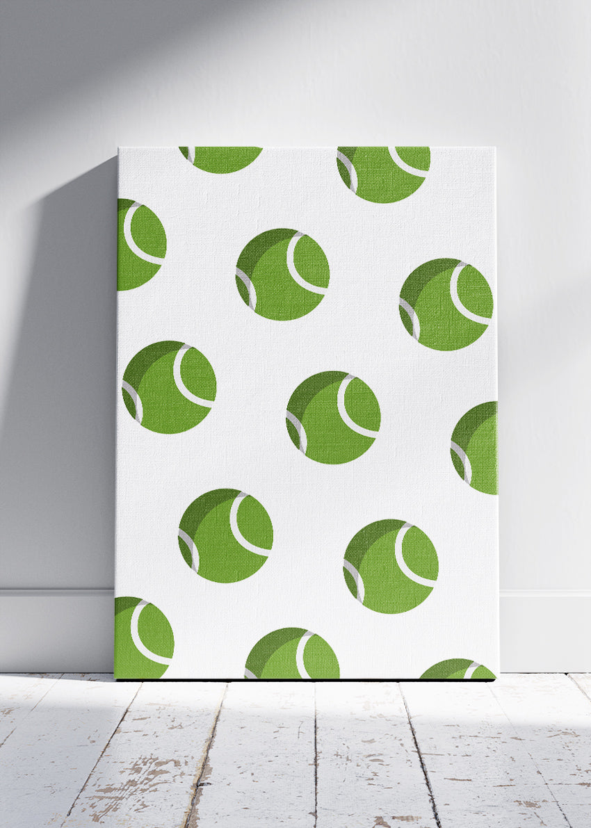Green Tennis Ball Pattern Wall Art Poster & Canvas Print – Modern Sports Decor