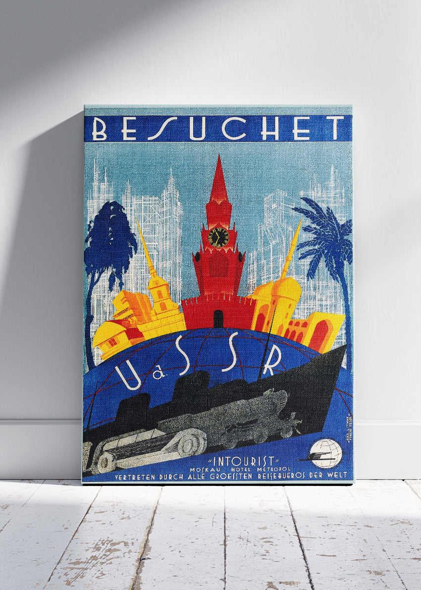 USSR Vintage Travel Poster & Canvas Print – Retro Intourist Illustration Art