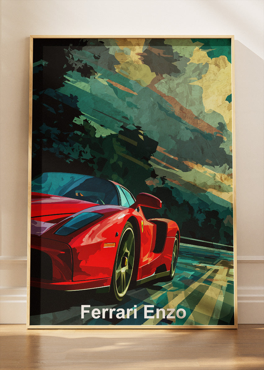Ferrari Enzo Motion Art Poster & Canvas Print – Iconic Italian Supercar Wall Art
