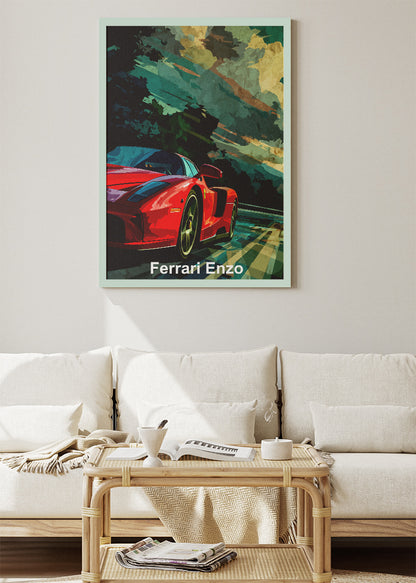 Ferrari Enzo Motion Art Poster & Canvas Print – Iconic Italian Supercar Wall Art