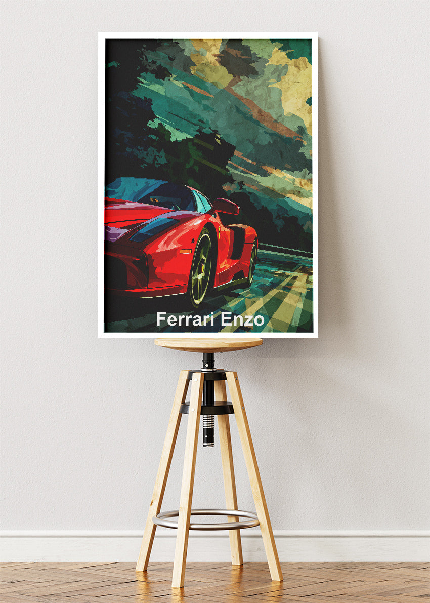 Ferrari Enzo Motion Art Poster & Canvas Print – Iconic Italian Supercar Wall Art